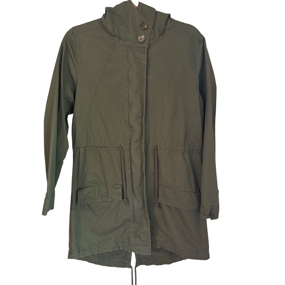 Love Tree Olive Green Hooded Anorak Jacket Womens Medium‎ Drawstring Waist EUC